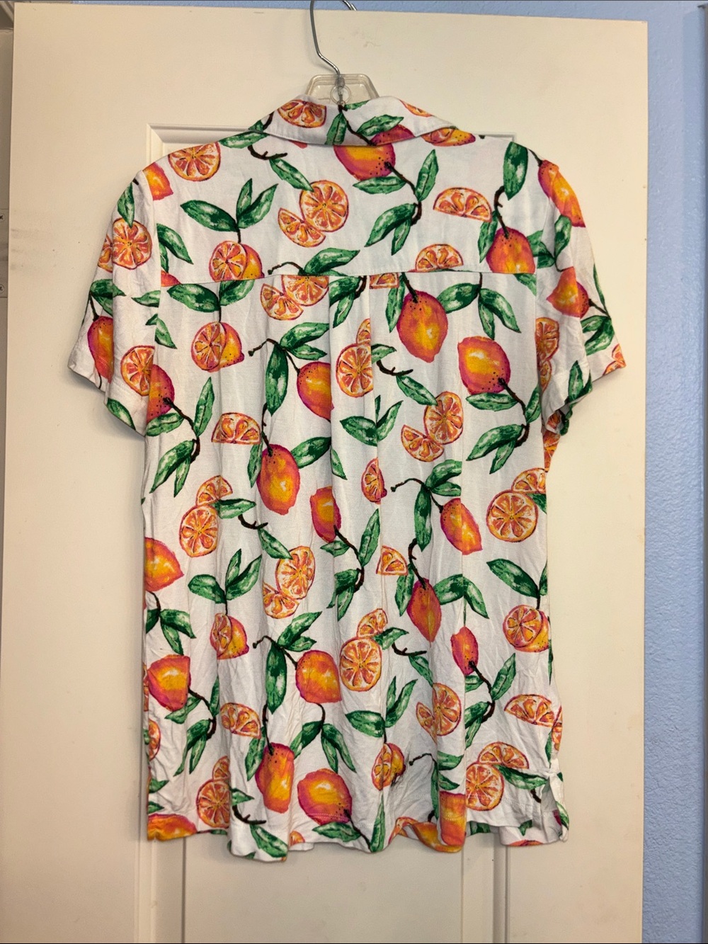 Soma cool nights White button Shirt with Orange & Green Citrus Print S M - Picture 3 of 3